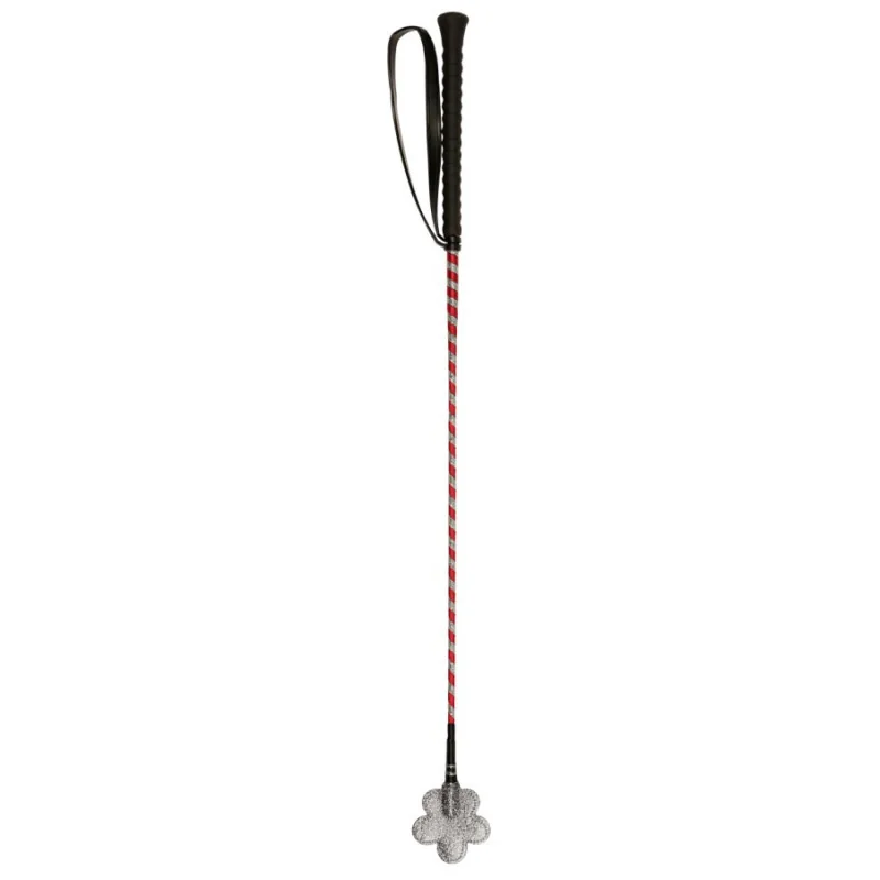 CRAVACHE 65CM FLEUR ROSE ET ARGENT COVALLIERO