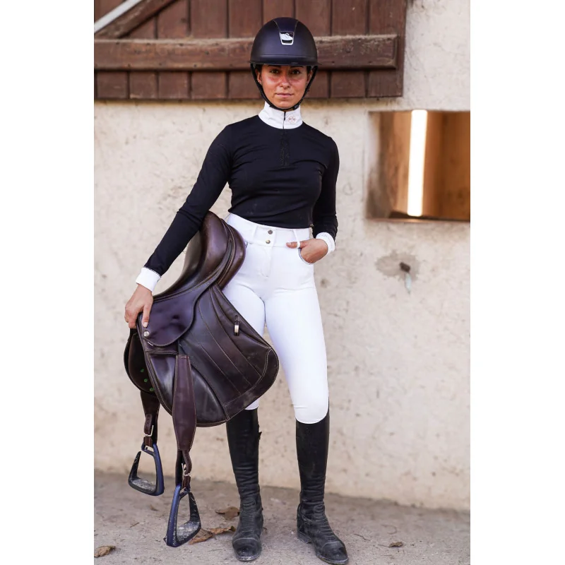 POLO CONCOURS MANCHES LONGUES VENUSIA NOIR JL JUMP