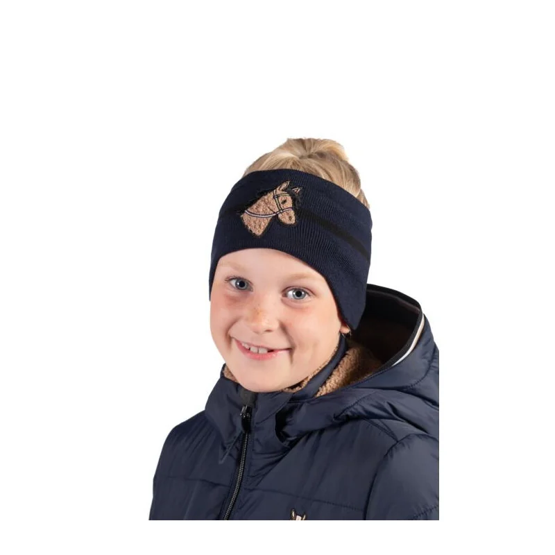 Bandeau Enfant Mia Bleu Marine Doublé Polaire | Broderie Cheval | MCM Bandeau Enfant Mia Bleu Marine Doublé Polaire | Broderie Cheval | MCM
