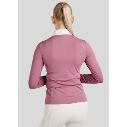 POLO CONCOURS MOCHA MANCHES LONGUES IMPRESSION ET CRISTAUX HOLO MONTAR