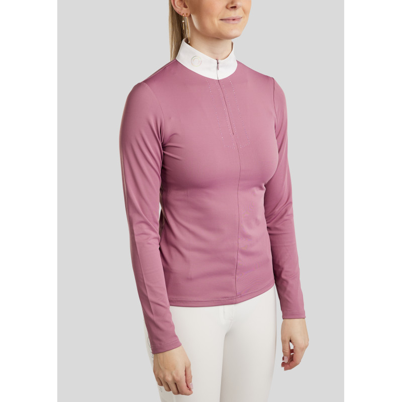 POLO CONCOURS MOCHA MANCHES LONGUES IMPRESSION ET CRISTAUX HOLO MONTAR