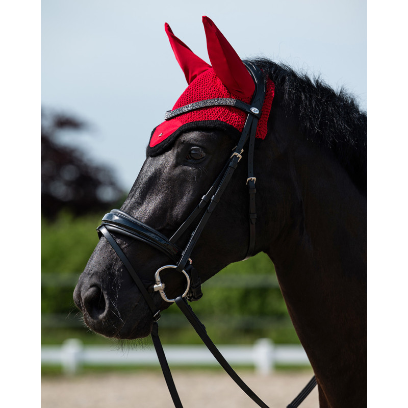 BONNET A MOUCHES OAKLEIGH SUNSET RED/BLACK QHP