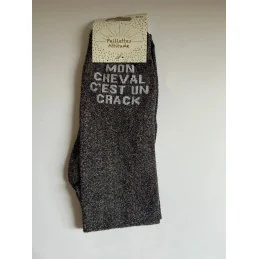 CHAUSSETTES PAILLETTES EQUITATION - MON CHEVAL C'EST UN CRACK