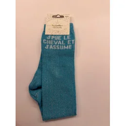 CHAUSSETTES PAILLETTES EQUITATION - J'PUE LE CHEVAL ET J'ASSUME