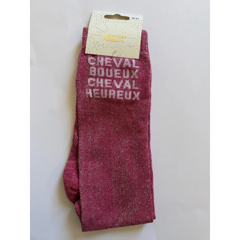 CHAUSSETTES PAILLETTES EQUITATION - CHEVAL BOUEUX CHEVAL HEUREUX