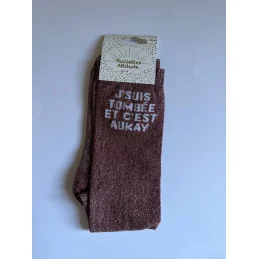 CHAUSSETTES PAILLETTES EQUITATION - J'SUIS TOMBEE ET C'EST AUKAY