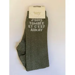 CHAUSSETTES PAILLETTES EQUITATION - J'SUIS TOMBEE ET C'EST AUKAY