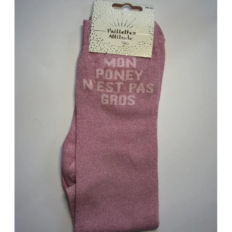 CHAUSSETTES PAILLETTES EQUITATION - MON PONEY N'EST PAS GROS