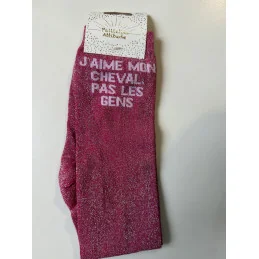 CHAUSSETTES PAILLETTES EQUITATION - J'AIME MON CHEVAL, PAS LES GENS