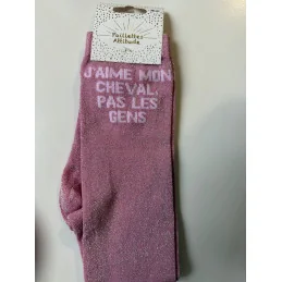 CHAUSSETTES PAILLETTES EQUITATION - J'AIME MON CHEVAL, PAS LES GENS