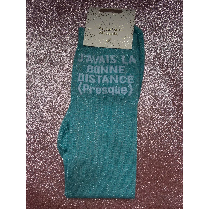CHAUSSETTES PAILLETTES EQUITATION - J'AVAIS LA BONNE DISTANCE (PRESQUE)
