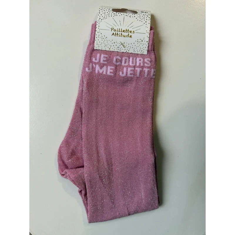CHAUSSETTES PAILLETTES EQUITATION - JE COURS, J'ME JETTE