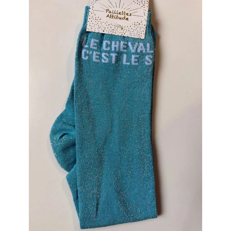 CHAUSSETTES PAILLETTES EQUITATION - LE CHEVAL C'EST LE S