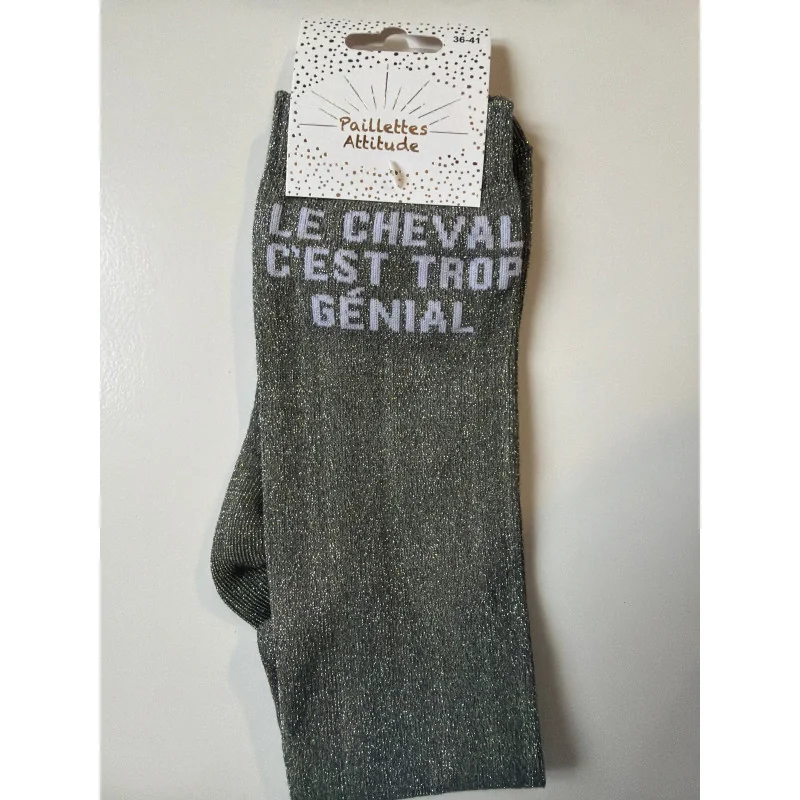 CHAUSSETTES PAILLETTES EQUITATION - LE CHEVAL C'EST TROP GENIAL