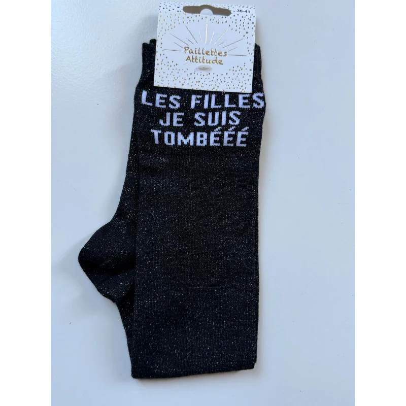 CHAUSSETTES PAILLETTES EQUITATION - LES FILLES JE SUIS TOMBEE