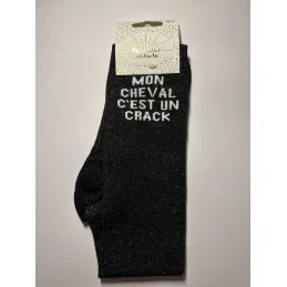CHAUSSETTES PAILLETTES EQUITATION - MON CHEVAL C'EST UN CRACK