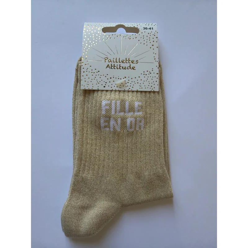 CHAUSSETTES PAILLETTES - FILLE EN OR
