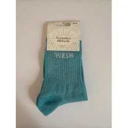 CHAUSSETTES PAILLETTES - WESH TURQUOISE