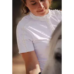 Polo Concours Blanc Pearl Col Mao | La Cavalerie | Sellerie MCM