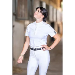 Polo Concours Blanc Pearl Col Mao | La Cavalerie | Sellerie MCM