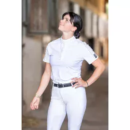 Polo Concours Blanc Pearl Col Mao | La Cavalerie | Sellerie MCM