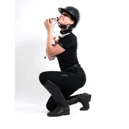 Pantalon Équitation Noir Alpha JL Jump | Logo Doré & Grip | MCM